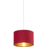 Lighting Collection Burgundy Velvet Drum Shade Gold Inner D28Cm Lamp Shade