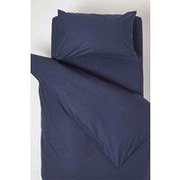 Homescapes Cotton Cot Bed Duvet Cover Set 200 Thread Count in Navy