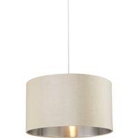 Lighting Collection Cream Velvet Drum Shade Silver Inner D50Cm Lamp Shade