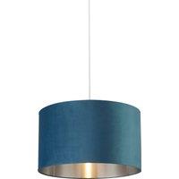 Lighting Collection Teal Velvet Drum Shade Silver Inner D45Cm Lamp Shade