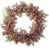 Leaf 55cm Artificial Hanging Black Berry Wreath