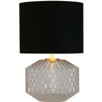 Lighting Collection Clear Glass Satin Brass Table Lamp in Gold