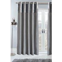 OHS Pair of Eyelet Fully Lined Crushed Velvet Band Curtains in Light Grey | Size: 167 cm width x 183 cm drop