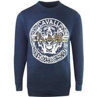 Cavalli Class Men's Large Circle Logo Navy Blue Sweatshirt