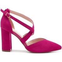 Paradox London Women's Wide Fit 'Finula' Cross Strap Block Heel Court Shoes in Fuchsia | Size: 7E
