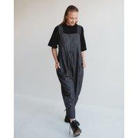 Turtledove London Women's Alice Black Denim Smocking Strap Jumpsuit | Size: 14-18