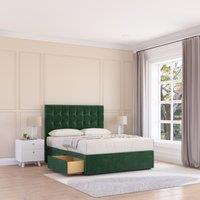 Sloomy Alabama Divan Bed Base No Drawers & 26 Struts Headboard in Emerald | Size: Double