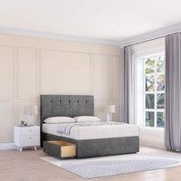Sloomy Highbury Divan Bed Base No Drawers & 26 Struts Headboard in Dark Grey | Size: Super King