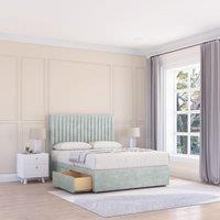 Sloomy Manhattan Divan Bed Base No Drawers & 26 Struts Headboard in Silver | Size: King