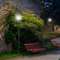 OUTSUNNY Solar Torch Lights Post Lamp Outdoor Garden Decoration 6 LED Auto On/Off in Black