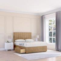 Sloomy Kansas Divan Bed Base No Drawers & 26 Struts Headboard in Light Brown | Size: Small Single