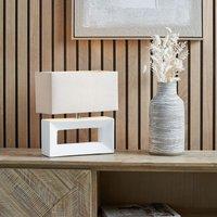 Ruma Block White Ceramic Rectangular Table Lamp