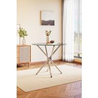 Tempered Glass Crossover Round Dining Table 88cm Dia x 75cm H