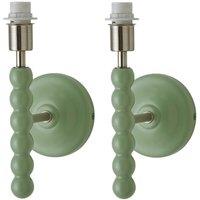ValueLights Bobbins Pair of Pastel Bobble Style Wall Light Bases in Pale Green
