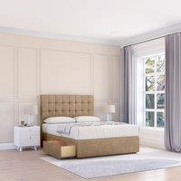 Sloomy Alabama Divan Bed Base No Drawers & 26 Struts Headboard in Light Brown | Size: Super King