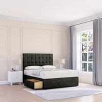 Sloomy Alabama Divan Bed Base No Drawers & 26 Struts Headboard in Dark Grey | Size: Small Double