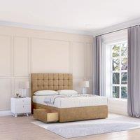 Sloomy Alabama Divan Bed Base No Drawers & 26 Struts Headboard in Light Brown | Size: Super King