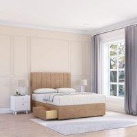 Sloomy Kansas Divan Bed Base No Drawers & 26 Struts Headboard in Light Sand | Size: Double