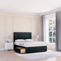 Sloomy Kansas Divan Bed Base No Drawers & 26 Struts Headboard in Black | Size: Small Double
