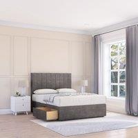 Sloomy Kansas Divan Bed Base No Drawers & 26 Struts Headboard in Grey | Size: Double