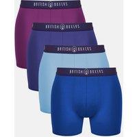 British Boxers Men's Pack of Four "Blues" Bamboo Stretch Trunks in Blue | Size: 2XL