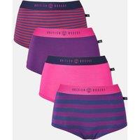 British Boxers Women's Pack of Four "Cherry Pie" Bamboo Hipster Boxer Briefs in Dark Pink | Size: Large