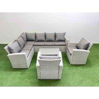 Fimous 8 Seater Garden Outdoor PE Rattan Furniture Set with 2 Chair in Light Grey