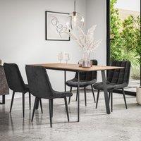 More4Homes Haydon Extending Dining Table & Chairs- Oak Effect Table Top w Black Legs + Nova Velvet Dining Chair Set Of 4