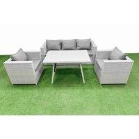Fimous Outdoor PE Rattan Sofa Armchair Set with Light Grey 5 Pieces