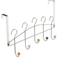 Orsina Multicoloured 5 Hook Over Door Hanger in Silver