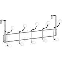 Orsina Over Door 10 Hook Hanger With Turquoise Balls, Stylish Chrome Rack With Colourful Ball Tips in White