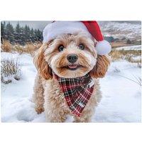 Warren Reed - Designer Snowy Christmas Cavapoo Glass Chopping Board