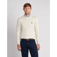 U.S. POLO ASSN. Men's Lightweight Crew Neck Jumper in Medium Beige | Size: XL