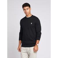 U.S. POLO ASSN. Men's Lightweight Crew Neck Jumper in Black | Size: Medium