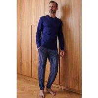 British Boxers Men's Industrial Stripe Bamboo Pyjama Set in Dark Blue | Size: Small