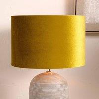 Ruma Mustard Yellow Velvet Cylinder Lampshade For Table Lamps | Size: 14 inches