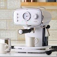 Cooks Professional 15-Bar Retro Espresso Coffee Machine 1.2L with Frothing Steam Wand in White