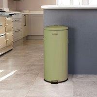 Charles Bentley 30L Retro Steel Waste Rubbish Kitchen Pedal Bin in Green
