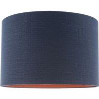 Happy Homewares Modern Textured Cotton Lamp Shade with Brushed Gold Inner Lining in Midnight | Size: 12 inches