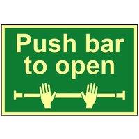 Scan Push Bar To Open - Photoluminescent 300 X 200mm