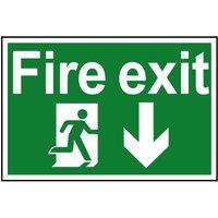 Scan Fire Exit Running Man Arrow Down - Pvc Sign 300 X 200mm