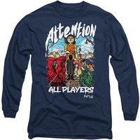 Squid Game - Season Three Attention Anime Long Sleeve T-Shirt, Navy | Size: XL