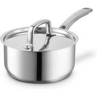 Sur La Table 20cm Saucepan, Riveted Steel Handle & Lid, Induction Compatible, Stainless Steel in Silver | Size: A