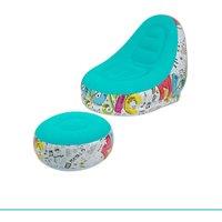 Leaper Outdoor Inflatable Portable Camping Flocked Sofa Chair with Footrest in Teal