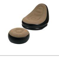 Leaper Outdoor Inflatable Portable Camping Flocked Sofa Chair with Footrest in Dark Brown