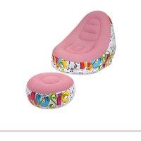 Leaper Outdoor Inflatable Portable Camping Flocked Sofa Chair with Footrest in Pink