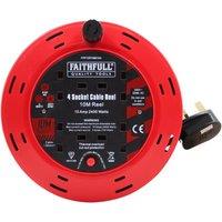 Faithfull Cable Reel 240v 10a 4-socket 10m