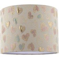 Happy Homewares Feminine Pink Duck Egg & Shiny Gold Hearts Circular Lamp Shade | Size: 10 inches