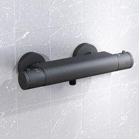 Nes Home Matte Black Round Thermostatic Shower Bar Valve with Single Outlet