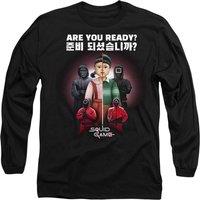 Squid Game - Season Three Korean Are You Ready? Long Sleeve T-Shirt, Black | Size: Large